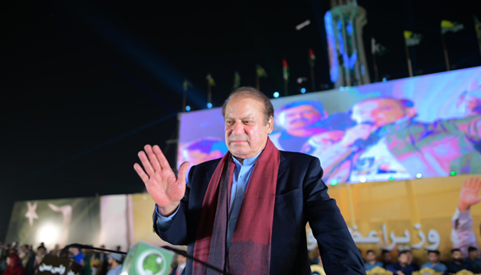 Pakistan Muslim League-Nawaz (PML-N) supremo Nawaz Sharif waving at his supporters after his arrival in Pakistan after four years on October 21, 2023. — X/@pmlndigitalpk