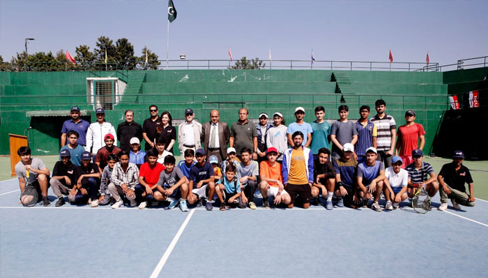 Group photo after the conclusion of the the Islamabad National Junior Tennis Championships at the PTF-SDA Tennis Complex Islamabad. — Facebook/PAKTENNIS
