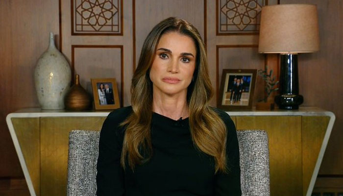Jordan´s Queen Rania speaking in an interview with CNN, in this still taken from a video on October 25, 2023. — CNN