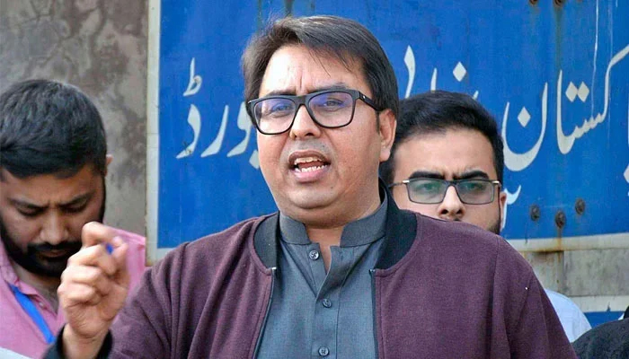 PTI leader Shahbaz Gill speaks to the media in this photo. — APP/File