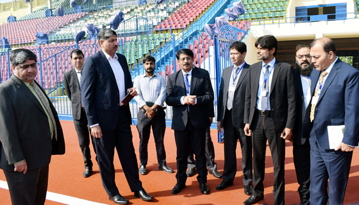 Director General Sports Punjab Dr Asif Tufail briefs the members of the delegation in detail about games development on October 26, 2023. — Facebook/Sports Board Punjab