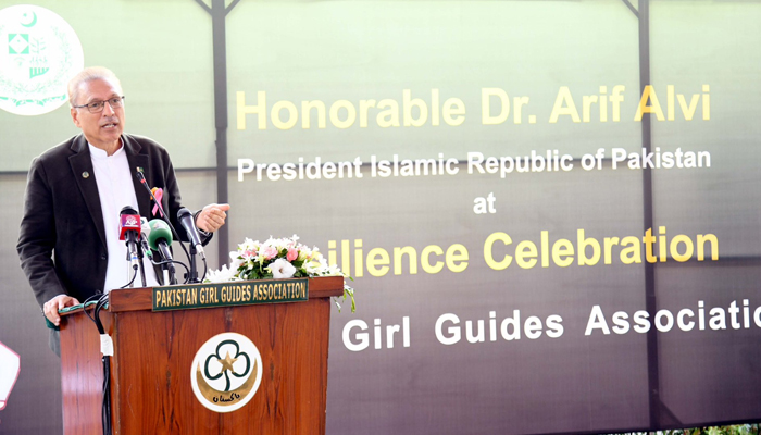 President Dr Arif Alvi addressing an event in this picture released on October 25, 2023. — X/@PresOfPakistan