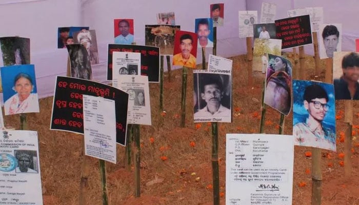 Photos of martyred Christians at a public event in Bhubaneswar in 2010. — National Catholic Register