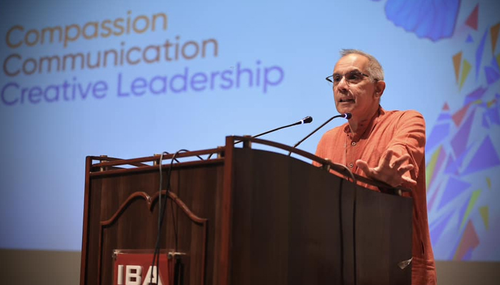Executive Director of the IBA Karachi, Syed Akbar Zaidi speaking during an event in this picture released on September 23, 2023. — Facebook/IBA