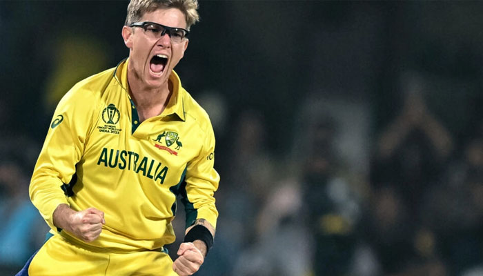 Australias Adam Zampa celebrates after taking the wicket of Pakistan captain Babar Azam. — AFP
