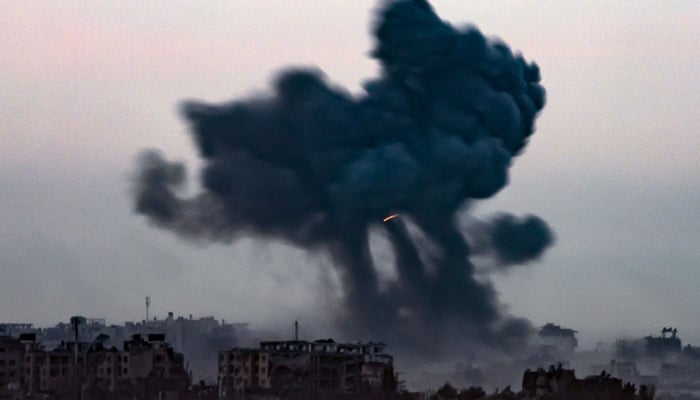 A picture taken from Israel´s southern city of Sderot shows smoke rising during Israeli bombardment on the Gaza Strip on October 31, 2023. — AFP