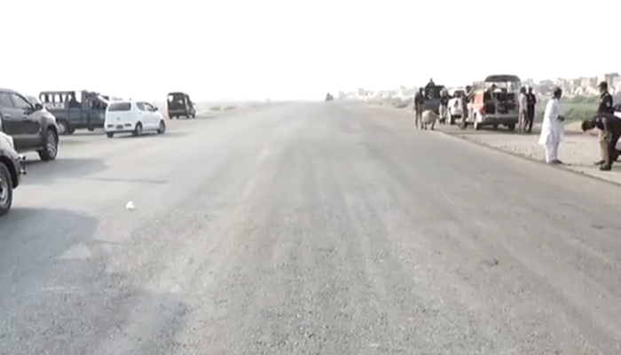 This still taken from a video released on November 1, 2023, shows a road under the Malir Expressway project. — X/@SindhCMHouse