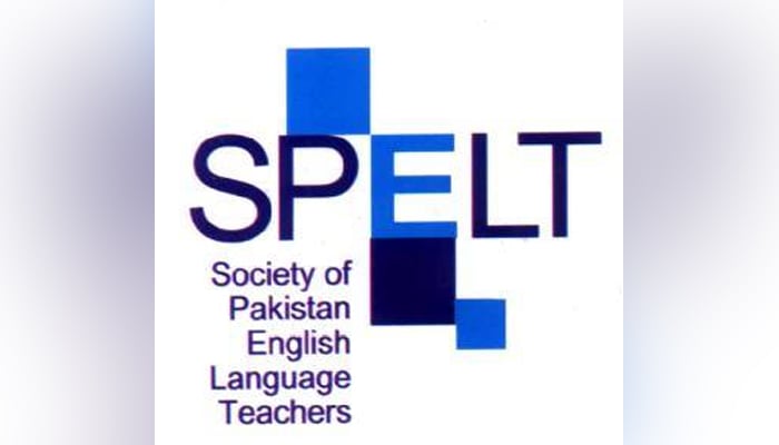 This image released on January 5, 2023, shows a logo of the Society of Pakistan English Language Teachers. — Facebook/Spelt- Head Office