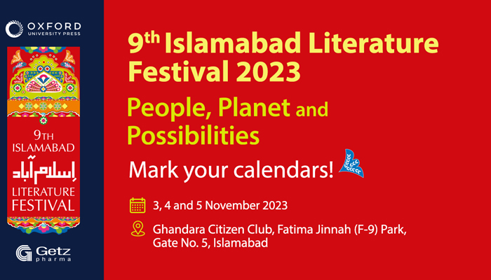This image released on November 1, 2023, shows a poster Islamabad Literature Festival (ILF). — Facebook/Karachi & Islamabad Lit Fests