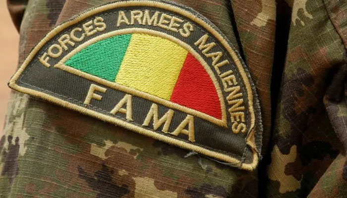 The badge of a member of the Malian army (FAMA), in Anderamboukane, in Menaka region, Mali, March 22, 2019. — AFP