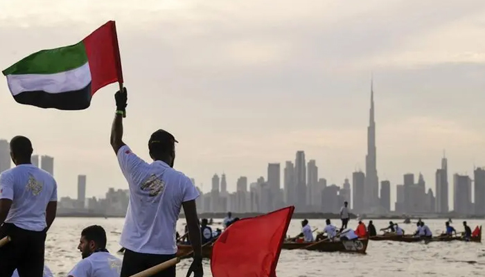 Teams compete in a contest during the Dubai traditional rowing boat race in the al-Jaddaf area of the Gulf Emirate of Dubai. — AFP/File