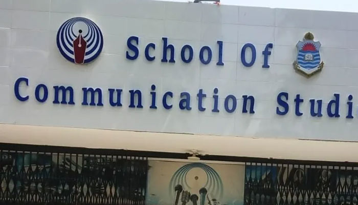 The image shows the department building of the Punjab University (PU) School of Communication Studies. —APP/File