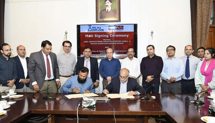 The University of Veterinary and Animal Sciences (UVAS) Lahore signed a memorandum of understanding with ASAL Innovations Private Limited (A Huawei Authorized Learning Partner) to collaborate of training workshops, conferences, seminars and other training activities for the leadership of senior management, staff, faculty and students for their capacity building.  — Facebook/VetNewsViews