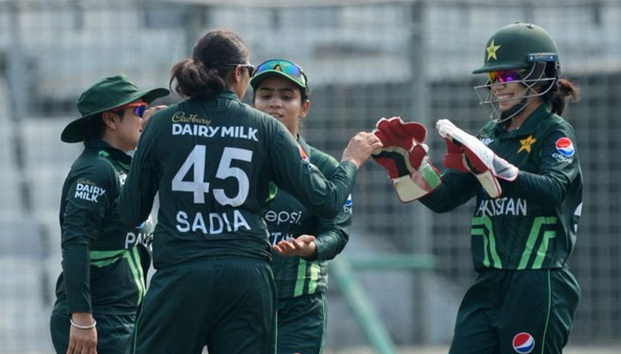 Sadia can be seen expressing her joy after a brilliant performance in the first ODI at the Shere Bangla National Stadium in Dhaka. —x/TheRealPCB
