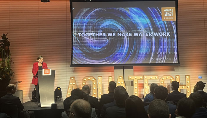 Dutch special envoy Meike van Ginneken addresses hnology conference in Amsterdam. —x/60Heinstein