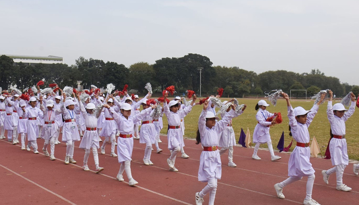 IMCG St. 25 F-6/2 Islamabad students while marching on the occasion of its Annual sports day on November 7, 2023. — Facebook/IMCG