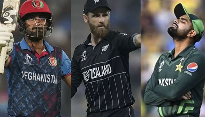 From left: Hashmatullah Shahidi, Kane Williamson and Babar Azam. — Twitter