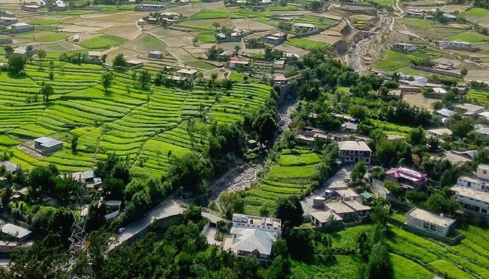 An aerial view released on October 11, 2023, shows Singoor area of Chitral. — Facebook/Chitral Guide via Affa_Click