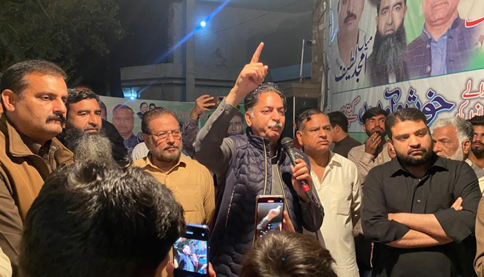 PMLN leader and former federal minister Javed Latif speaks in this image released on March 2, 2023. — Facebook/Mian Javed Latif