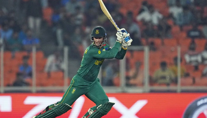 South Africas Rassie van der Dussen hits a shot. — AFP