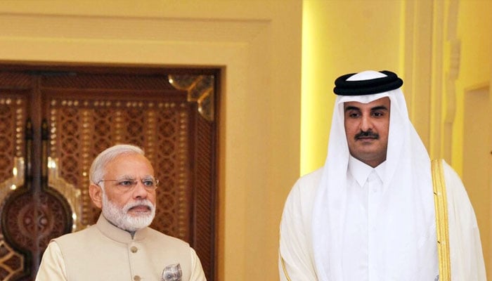 Indian Prime Minister Narendra Modi (Left) along with Qatari Emir Sheikh Tamim Bin Hamad Al Thani in Doha, Qatar, June 5, 2016. — The Wire
