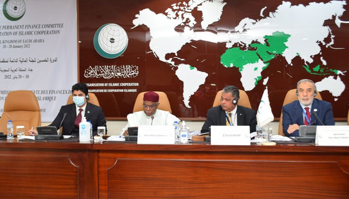 The image shows the 50th session of the Permanent Finance Committee of the Organization of Islamic Cooperation (OIC-PFC) on Jan 18, 2022 at the headquarters of the OIC General Secretariat in Jeddah. — AFP Flie