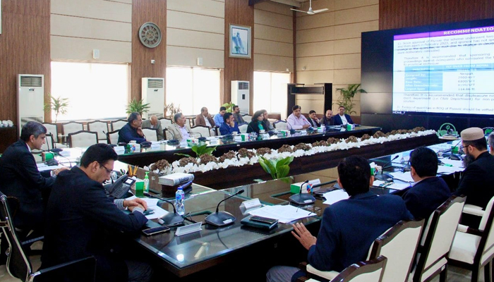 Planning and Development Board Chairman Iftikhar Ali Sahoo (L) during a meeting in Lahore on November 13, 2023. — Facebook/Planning & Development Board, Govt. of the Punjab
