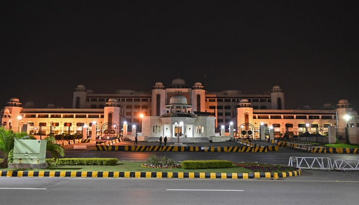 A general view of the illuminated Prime Minister office building in Islamabad. — AFP/File