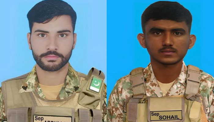 Sepoy Abdullah (Left) (age 25, resident of Mardan), Sepoy Muhammad Sohail (age 19 resident of Tharparkar), having fought gallantly, embraced Shahadat. — ISPR