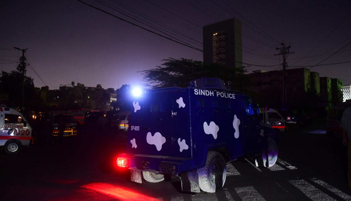 A Sindh Police vehicle can be seen in this image. — AFP/File