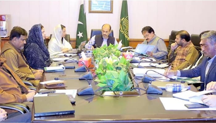 Senior Member Board of Revenue Nabil Javed chairs a meeting of PLRA on November 14, 2023. — Facebook/Punjab Land Records Authority - PLRA
