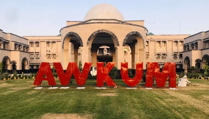 This image released on October 4, 2022, shows the Abdul Wali Khan University building. — Facebook/Abdul wali khan university Mardan