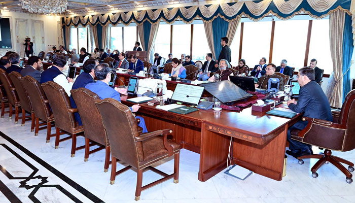 Caretaker Prime Minister Anwaar-ul-Haq Kakar chairs a federal cabinet meeting on Nov 15, 2023. — PID