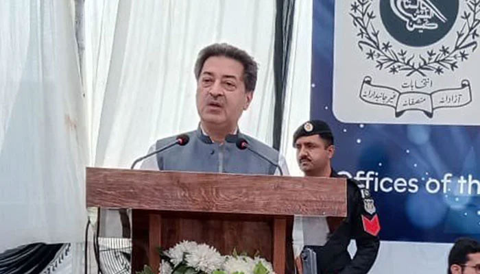 Chief Election Commissioner Sikander Sultan Raja addressing a ceremony. — ECP website/File