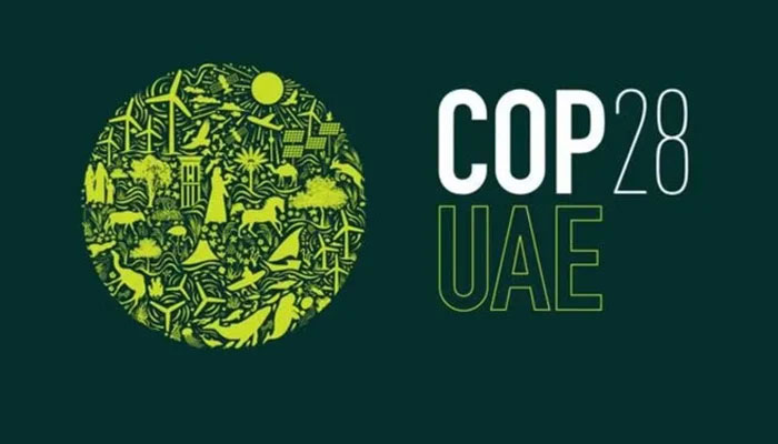 The COP28 logo can be seen in this image. — AFP/File
