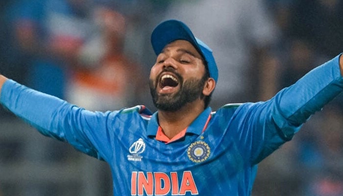 Captain courageous: India skipper Rohit Sharma celebrates his sides World Cup semi-final win over New Zealand. — AFP
