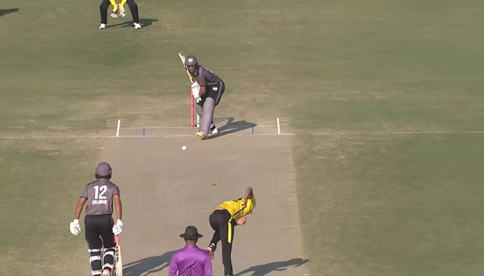 The screengrab shows a glimpse of a match between the Peshawar Region and the FATA Region played on Nov 16, 2023. Facebook/Pakistan Cricket Team