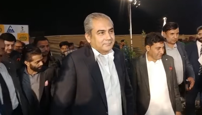 Caretaker Chief Minister Mohsin Naqvi during an opening ceremony of the Shahdara Flyover project in this still on November 16, 2023. — Facebook/Lahore Development Authority