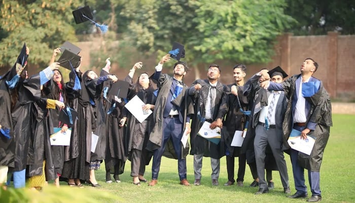 Students can be seen during the 30th convocation ceremony of the Comsats University Islamabad on November 16, 2023. — Facebook/Comsats University Islamabad