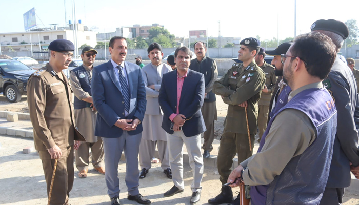 Commissioner Rawalpindi Division Liaquat Ali Chatha during his visit to an under-construction site in the city on November 15, 2023. — Facebook/Commissioner Rawalpindi Official