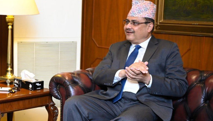 Nepal’s Ambassador Tapas Adhikari speaks with the Foreign Minister of Pakistan Bilawal Bhutto-Zardari (not pictured) in this image released on April 12, 2023. — Facebook/Ministry of Foreign Affairs, Islamabad