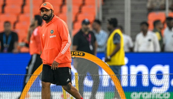 Calm and collected: India captain Rohit Sharma attends a practice session at the Narendra Modi Stadium in Ahmedabad on Nov 18, 2023. —AFP File