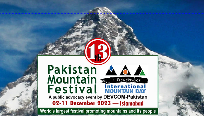 This image released on November 18, 2023, shows a poster of 13th edition of Pakistan Mountain Festival. — Facebook/Pakistan Mountain Festival