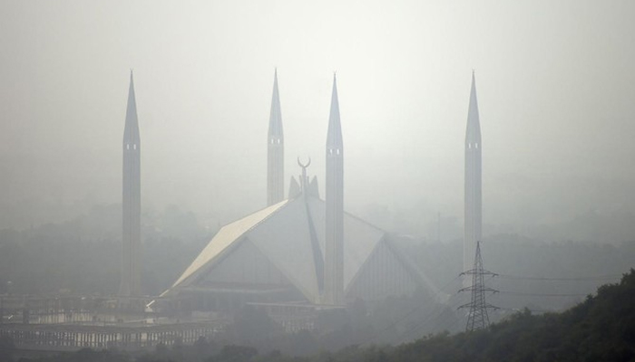This picture shows the grand Faisal Mosque covered in heavy smog in the capital, Islamabad. — AFP/File