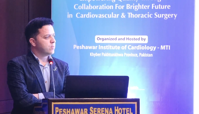 A doctor delivers his presentation at a local hotel during PICs three-day international conference on cardiac thoracic surgery in this still on November 19, 2023. — YouTube/POCOfficial