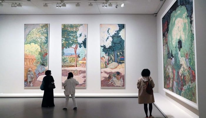 A representational image showing two paintings displayed at the Vuitton Foundation in Paris. — AFP/File