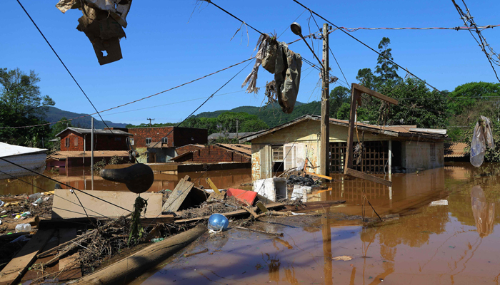 View of a flooded neighbourhood in Encantado, Rio Grande do Sul state, Brazil on November 19, 2023. — AFP