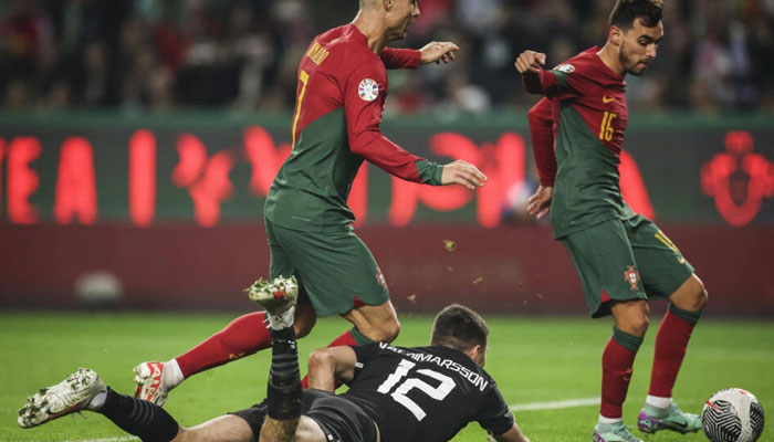 Cristiano Ronaldo set up Ricardo Horta for Portugals second goal against Iceland. — AFP