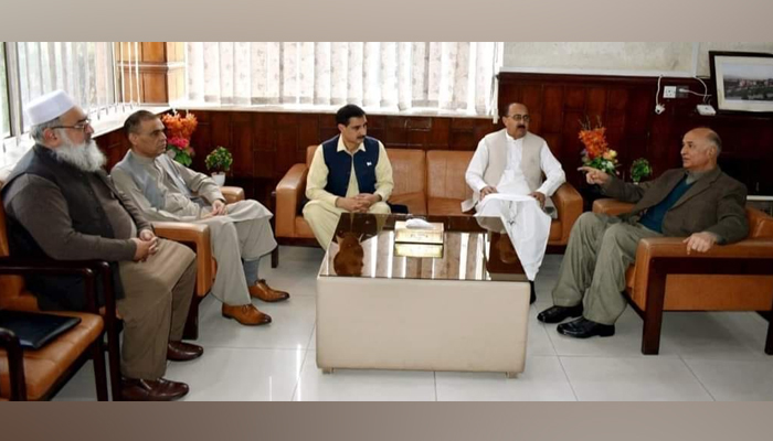 Vice-Chancellors of the four public sector universities while discussing the administrative and financial difficulties on November 20, 2023. — Facebook/University of Engineering and Technology, Peshawar