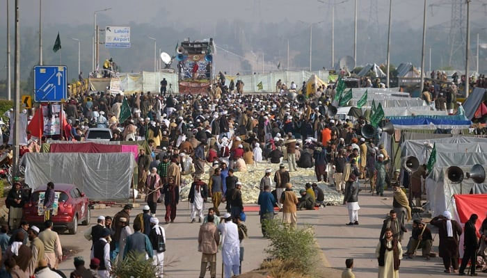 Protestors gather at the site of the Faizabadsit-in in Islamabad. — AFP/File